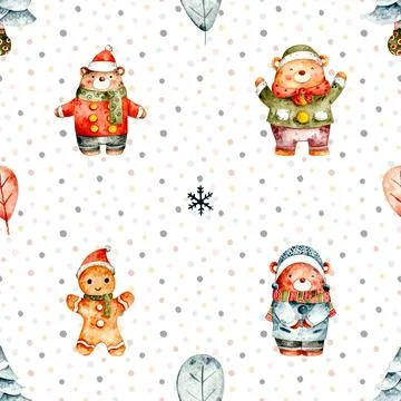 Seamless repeating pattern with cute bears Stock Illustration