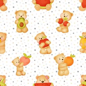 Seamless repeating pattern with cute bears Stock Illustration