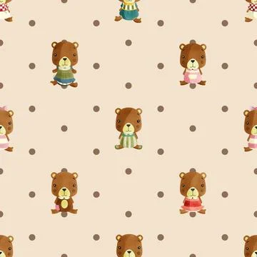 Seamless repeating pattern with cute bears Stock Illustration