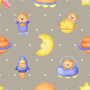 Seamless repeating pattern with cute bears Stock Illustration