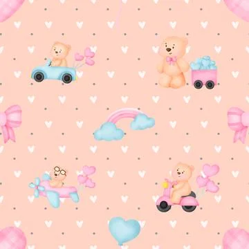 Seamless repeating pattern with cute bears Stock Illustration