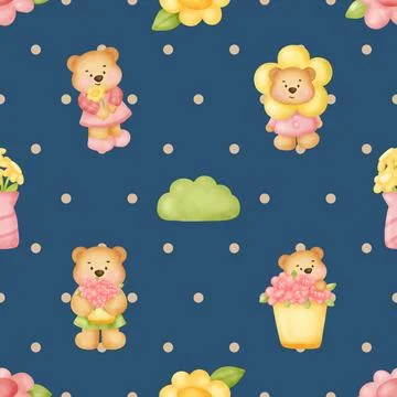 Seamless repeating pattern with cute bears Illustrazione stock