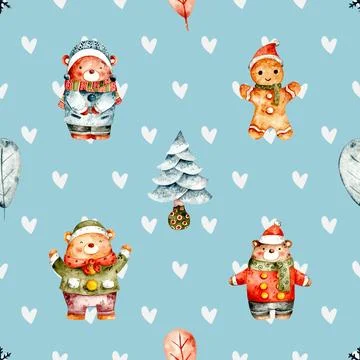 Seamless repeating pattern with cute bears Stock Illustration