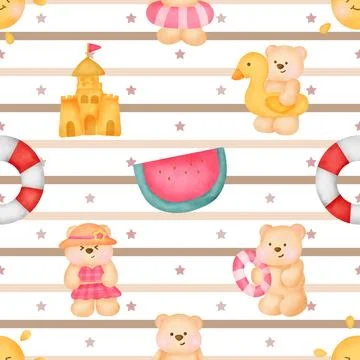 Seamless repeating pattern with cute bears Stock Illustration