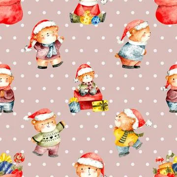 Seamless repeating pattern with cute bears Stock Illustration