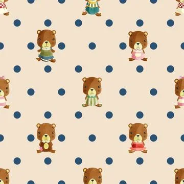 Seamless repeating pattern with cute bears Stock Illustration