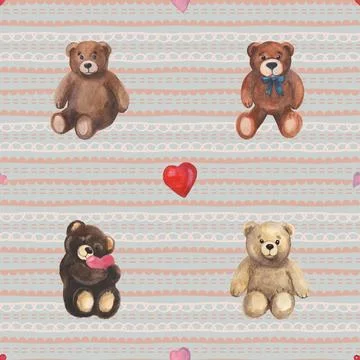Seamless repeating pattern with cute bears Stock Illustration