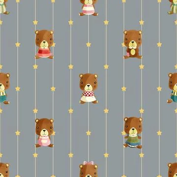 Seamless repeating pattern with cute bears Stock Illustration