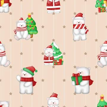 Seamless repeating pattern with cute bears Stock Illustration