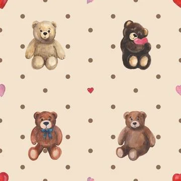 Seamless repeating pattern with cute bears 스톡 일러스트