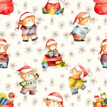 Seamless repeating pattern with cute bears Stock Illustration