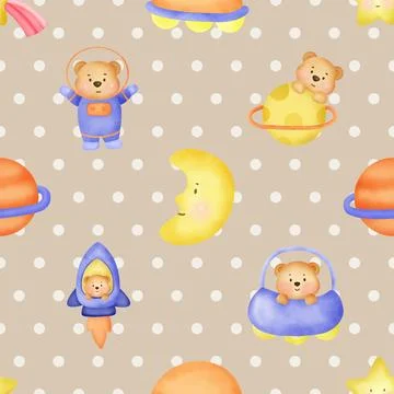 Seamless repeating pattern with cute bears 스톡 일러스트