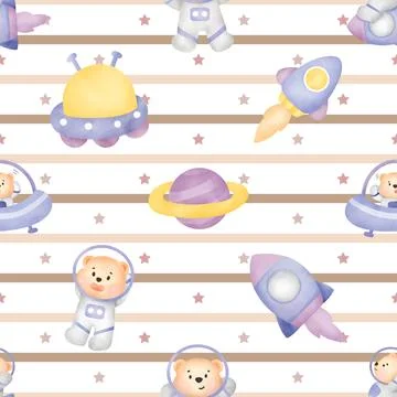 Seamless repeating pattern with cute bears Stock Illustration