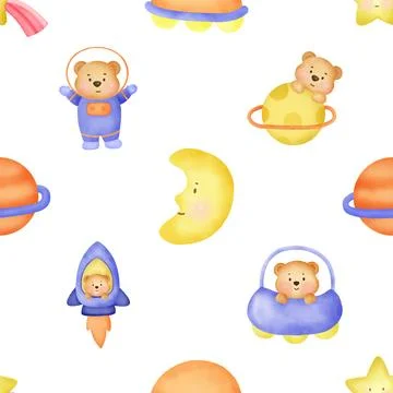 Seamless repeating pattern with cute bears Stock Illustration