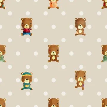Seamless repeating pattern with cute bears Stock Illustration