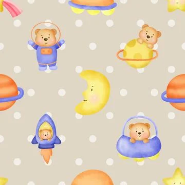 Seamless repeating pattern with cute bears Stock Illustration