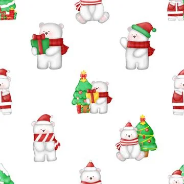 Seamless repeating pattern with cute bears Stock Illustration