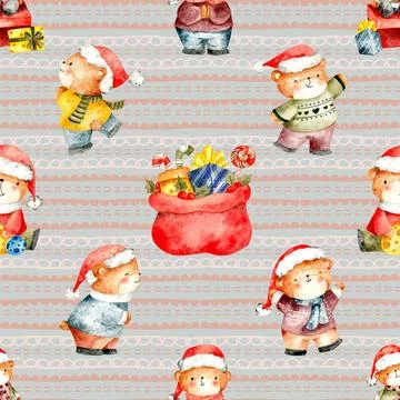 Seamless repeating pattern with cute bears Stock Illustration