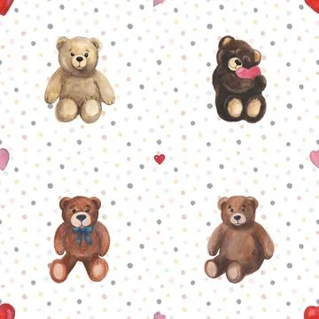 Seamless repeating pattern with cute bears Stock Illustration