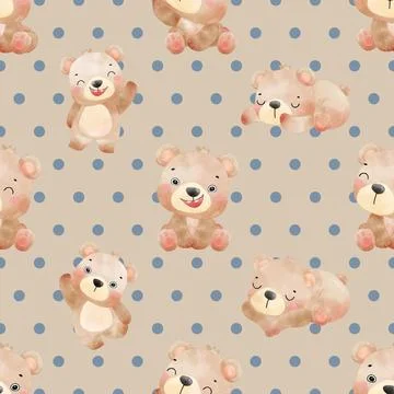 Seamless repeating pattern with cute bears Stock Illustration