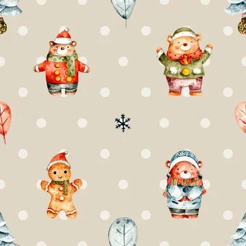 Seamless repeating pattern with cute bears Stock Illustration
