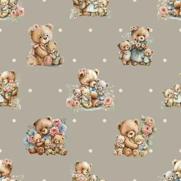Seamless repeating pattern with cute bears Stock Illustration