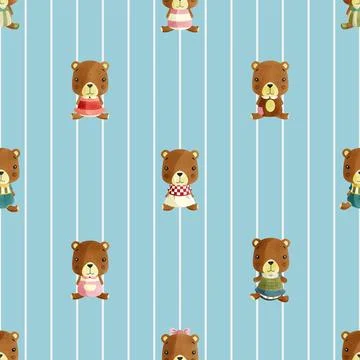 Seamless repeating pattern with cute bears Stock Illustration