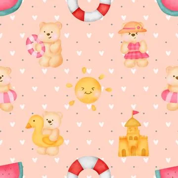 Seamless repeating pattern with cute bears Illustrazione stock