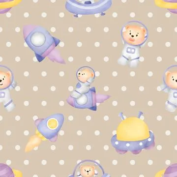 Seamless repeating pattern with cute bears Stock Illustration