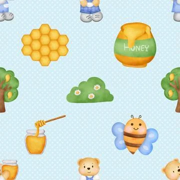 Seamless repeating pattern with cute bears Stock Illustration