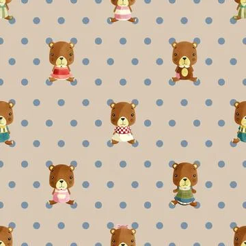 Seamless repeating pattern with cute bears Stock Illustration