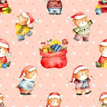 Seamless repeating pattern with cute bears Stock Illustration