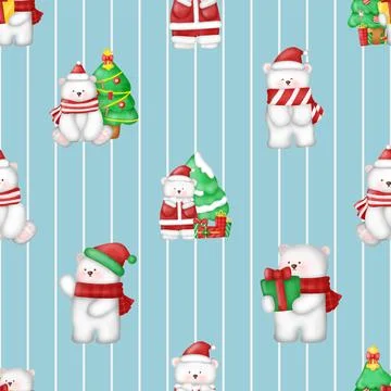 Seamless repeating pattern with cute bears Stock Illustration