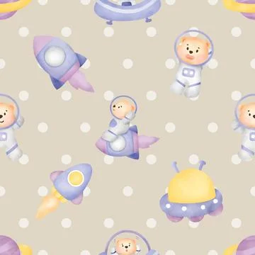 Seamless repeating pattern with cute bears Illustrazione stock