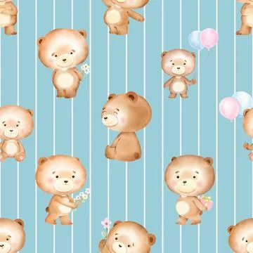 Seamless repeating pattern with cute bears Stock Illustration
