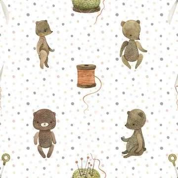 Seamless repeating pattern with cute bears Stock Illustration