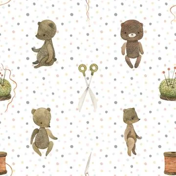 Seamless repeating pattern with cute bears Stock Illustration