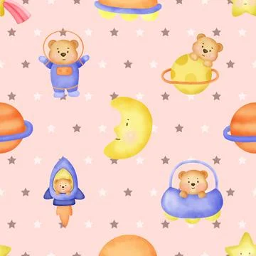 Seamless repeating pattern with cute bears Stock Illustration