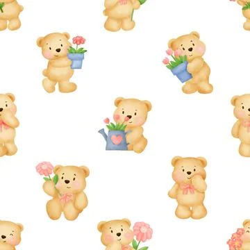Seamless repeating pattern with cute bears Illustrazione stock