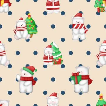 Seamless repeating pattern with cute bears Stock Illustration