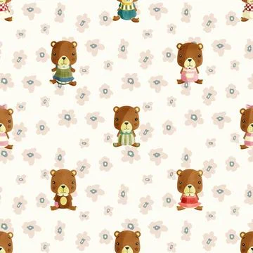 Seamless repeating pattern with cute bears Illustrazione stock