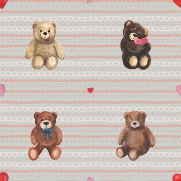 Seamless repeating pattern with cute bears Stock Illustration