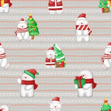 Seamless repeating pattern with cute bears Stock Illustration