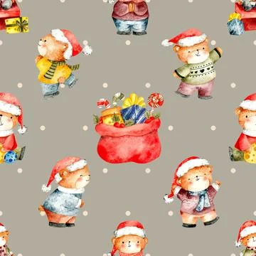 Seamless repeating pattern with cute bears Stock Illustration