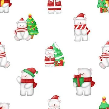 Seamless repeating pattern with cute bears Stock Illustration