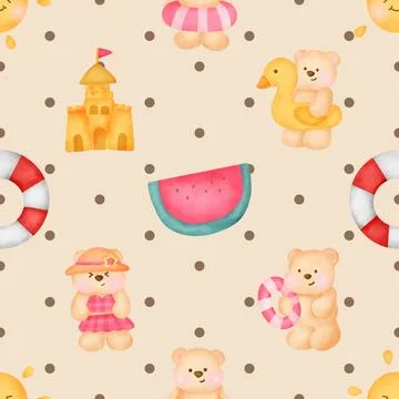 Seamless repeating pattern with cute bears Stock Illustration