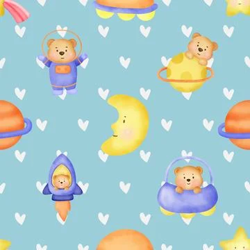 Seamless repeating pattern with cute bears Stock Illustration