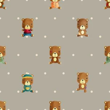 Seamless repeating pattern with cute bears Stock Illustration
