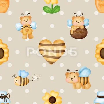 Seamless repeating pattern with cute bears Illustration