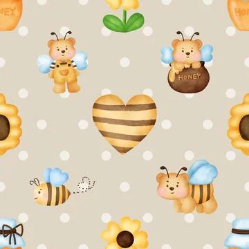 Seamless repeating pattern with cute bears Stock Illustration